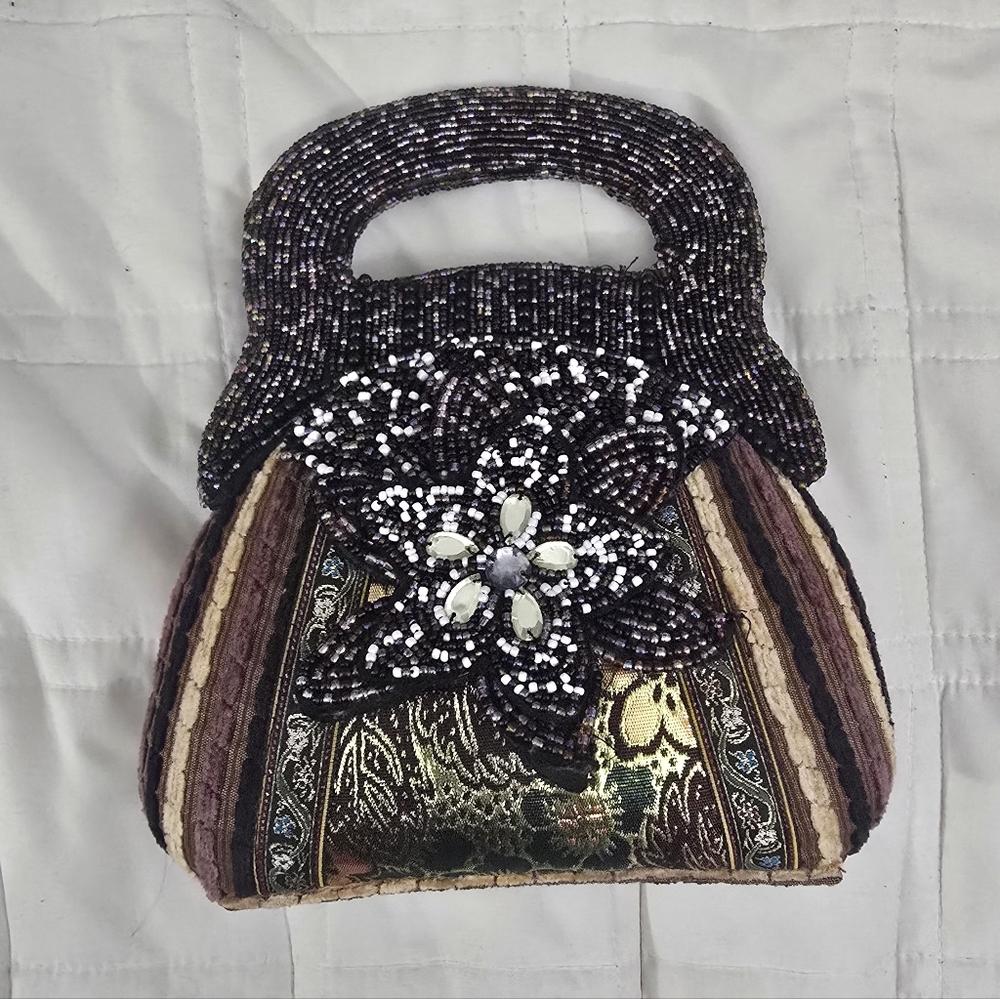 VINTAGE Pritzi Beaded Mini Handbag | Unique Floral Design & Handle